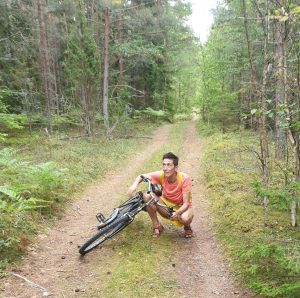 Kreuzspinnen auf dem Waldweg zwingen mich zum Limbo Tanz