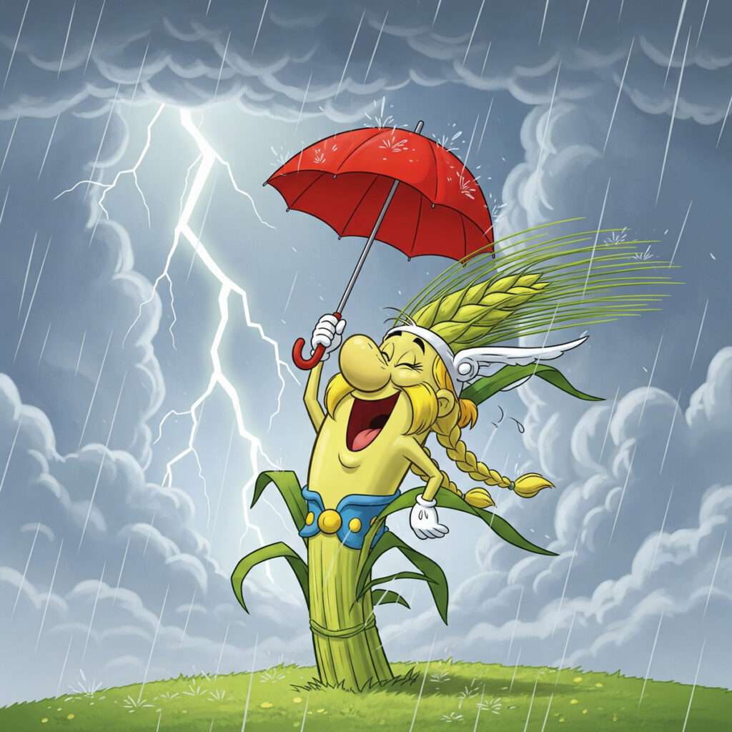 Im Juni Bauer bete, dass der Hagel nicht alles zertrete. Juniflut bringt den Müller um Hab und Gut
