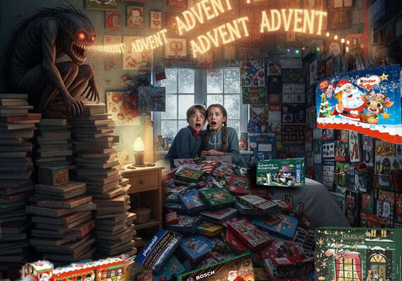 Viele Adventskalender von unterschiedlichen Marken häufen sich im Kinderzimmer